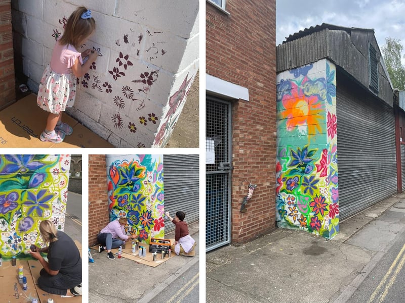 The painting of a mural in Fountain Lane.