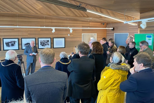 The Lord Lieut of Lincolnshire Mr Toby Dennis opens the exhibition at the North Sea Observatory in Chapel Point.