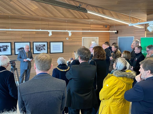 The Lord Lieut of Lincolnshire Mr Toby Dennis opens the exhibition at the North Sea Observatory in Chapel Point.