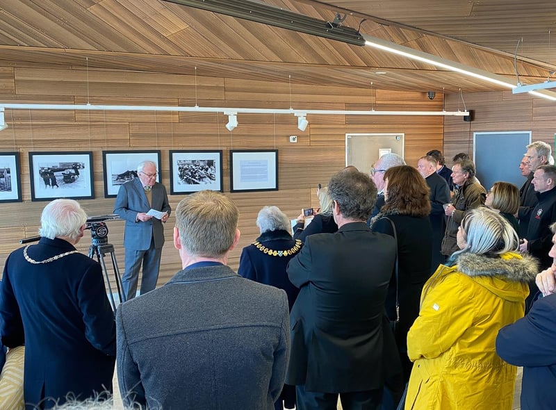 The Lord Lieut of Lincolnshire Mr Toby Dennis opens the exhibition at the North Sea Observatory in Chapel Point.