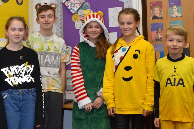 Gosberton Academy pupils supporting Children in Need on Friday.