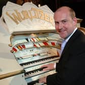 John Bowdler at the Wurlitzer in Blackpool Tower Ballroom.