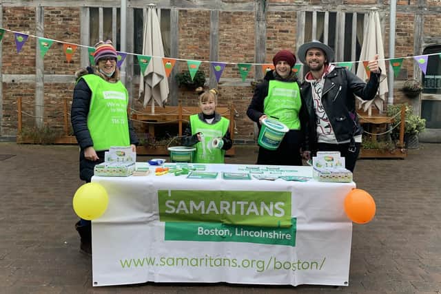 Volunteers of the Boston branch of Samaritans pictured during a 'Brew Monday' event at Pescod Square.