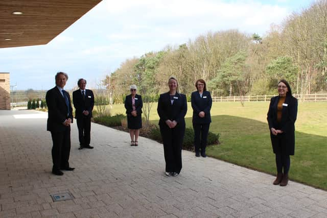 West Lindsey chief executive Ian Knowles, Tony Kirkham, Crematorium officer, Karen Smith, Trudi Hayes, Celia Chapman and Deborah Balsdon, Crematorium manager