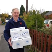 Rotary Shoebox co-ordinator Barry Chambers with some of the boxes donated