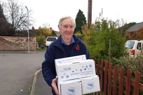 Rotary Shoebox co-ordinator Barry Chambers with some of the boxes donated