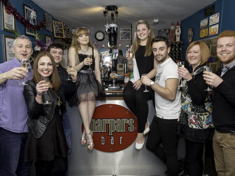 Here we see celebrations at Harpars Bar, in Horncastle, after it was crowned as the best bar in the area. At the end of 2014, the Horncastle News asked readers to nominate their favourite local watering hole. A shortlist of five nominees was then put to the public vote. The others in the shortlist were: The Blue Bell Inn, in Belchford, The Durham Ox, in Thimbleby, The King’s Head, in Horncastle, and Old Nicks Tavern, in Horncastle