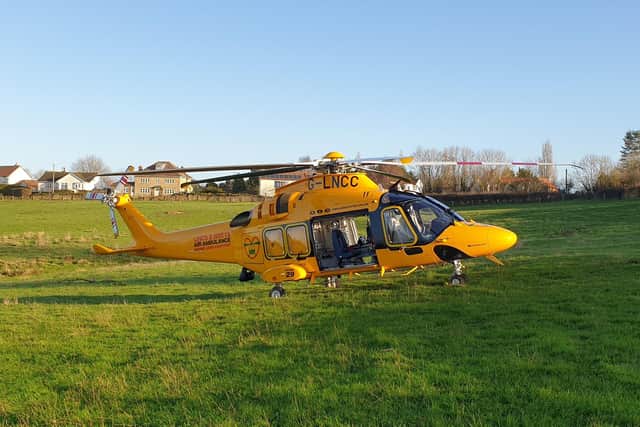 Ben Hare pictured landing the air ambulance near Grantham last year.