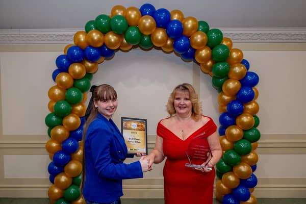 Coun Sarah Devereaux presents the Youth Champion Award to Summer Willets.