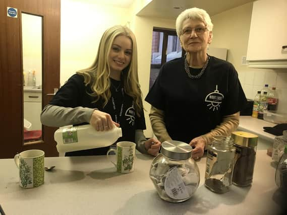 Volunteers at the Night Light Cafes are ready for business.