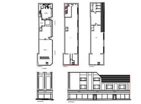 A floorplan and elevation document submitted as part of the application.