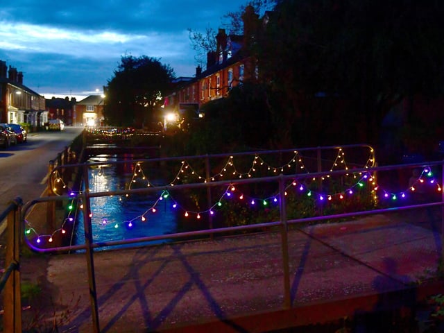 Bridges were lit up by West Banks residents.