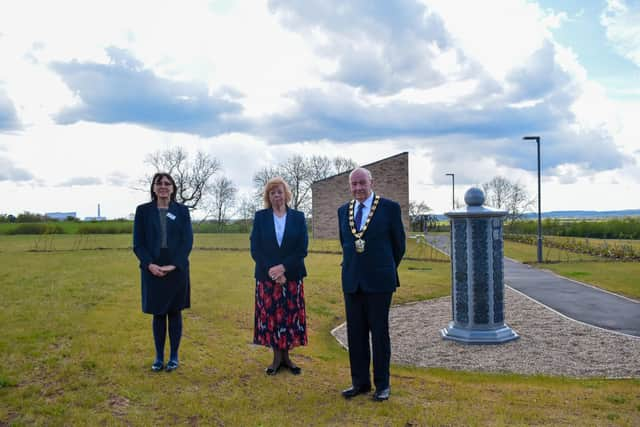 Crematorium manager, Deborah Balsdon, Coun Jessie Milne and Coun Steve England