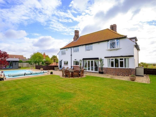 The rear of the home.