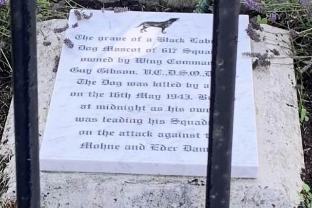 The dog's gravestone.