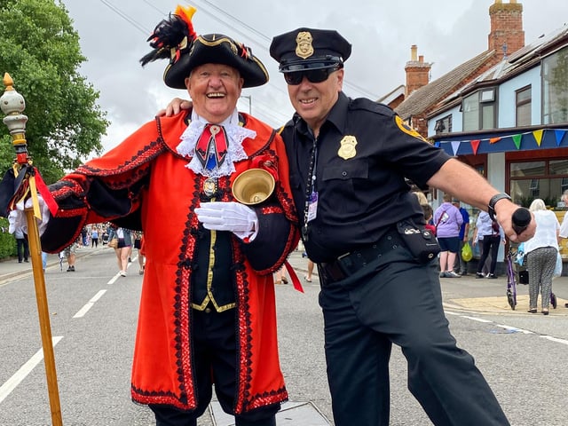 Sutton on Sea Town Crier David Summers and Stuart Martin (aka Disco Genie).
