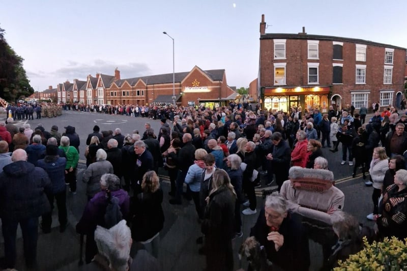Crowds for the VE Day parade in Louth. Photo supplied
