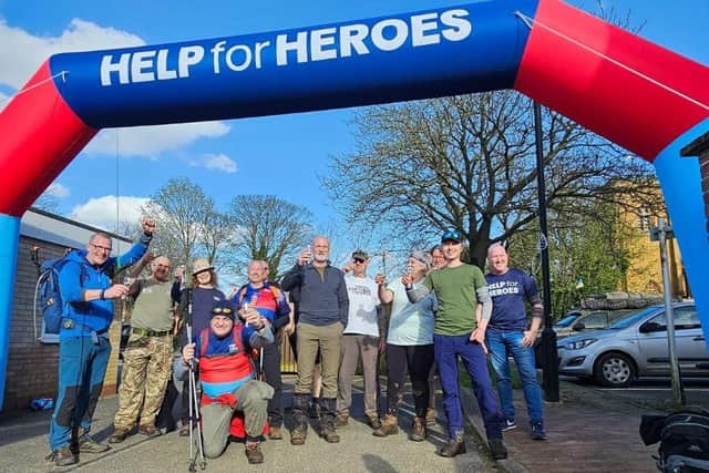 Help for Heroes hikers at the finish line of the Lincolnshire Wolds Hike 2024. Photo: Help For Heroes