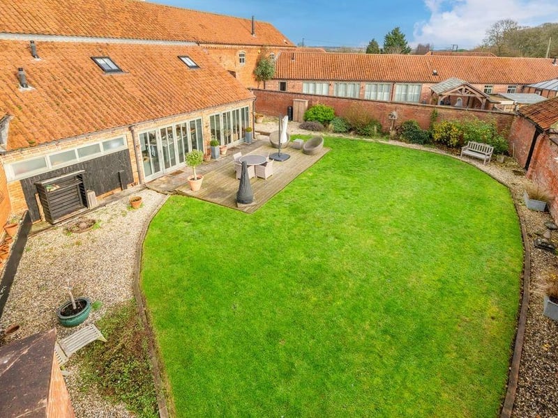 The rear of the home.
