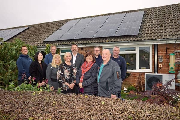 In the last round of homes retrofitted were several in Billinghay, here pictured some of the tenants alongside NKDC and Equans staff.