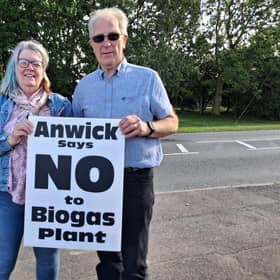 Elaine Coulson and Coun Mervyn Head, who have been leading the campaign against the proposed biogas plant on Horncastle Road, Anwick. Credit: LDRS