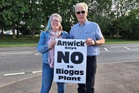 Elaine Coulson and Coun Mervyn Head, who have been leading the campaign against the proposed biogas plant on Horncastle Road, Anwick. Credit: LDRS
