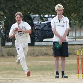 Top scorer Ben Simms in action in Horncastle seconds' defeat. Photo by Clare Noton.