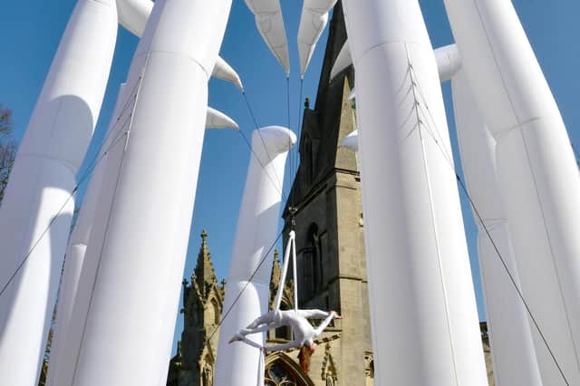 OCTO by Dream Engine, aerial performance during the RiverLight festival 2022.