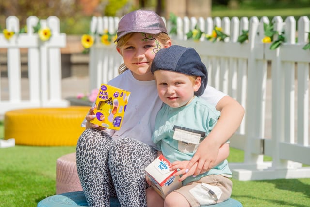 Ellie and Harley Spenceley in the Easter Garden. Photo: John Aron