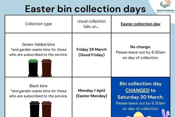 There is just one change to bin day collections over this coming Easter period.