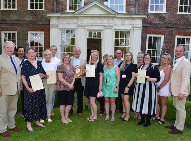 All the winners and those who were 'highly-commended' in the Pride of Boston Awards, with chairman of the Civic Group, Dudley Bryant, far left, and MP Matt Warman, far right.