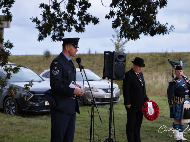 Flt Sgt Copley, of RAF Coningsby, event organiser, delivering the opening address.