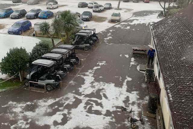 Customers faced snow covering their cars at Northshore Golf Course in Skegness.