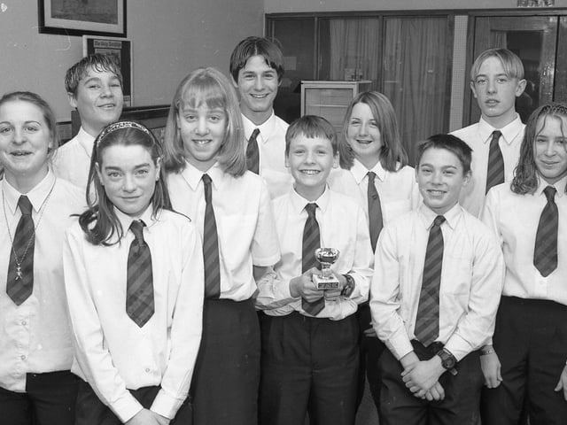 The winners of William Lovell School's annual cross country competition of 1999. Pictured are: Claire Richardson, Ashley Lawrence, Lucinda Pitcher, Jonathan Richardson, Kayleigh Willis, Joe Scarborough, Helen Cook, Kieron Virth, Hannah Coates and Jamie Lawrence.