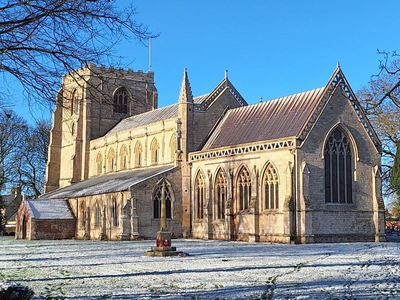 One of two wintry photos shared with The Standard by Marie Jeffrey, showing St Mary's Church, Old Leake.