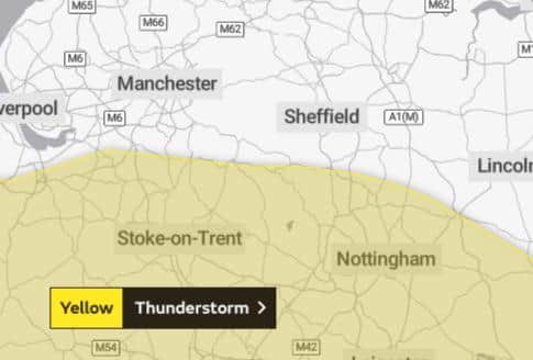 Yellow warning for thunder
