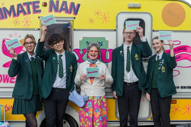 Skegness Grammar School students with Climate Nan.