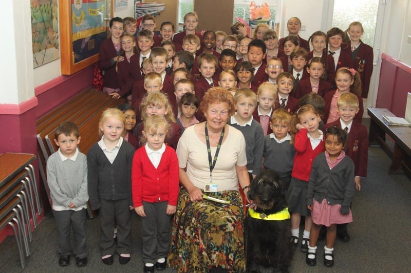 Pupils at The Viking School, Skegness, raised more than £200 for The Guide Dogs For The Blind charity 10 years ago. The children were set a challenge earlier that year by The Rotary Club to see how much they could raise through a bake sale for a charity of their choice. The club provided all the ingredients and in the end £221 was raised for The Guide Dogs For The Blind. Pictured receiving the funds is Val Liffen from the charity.