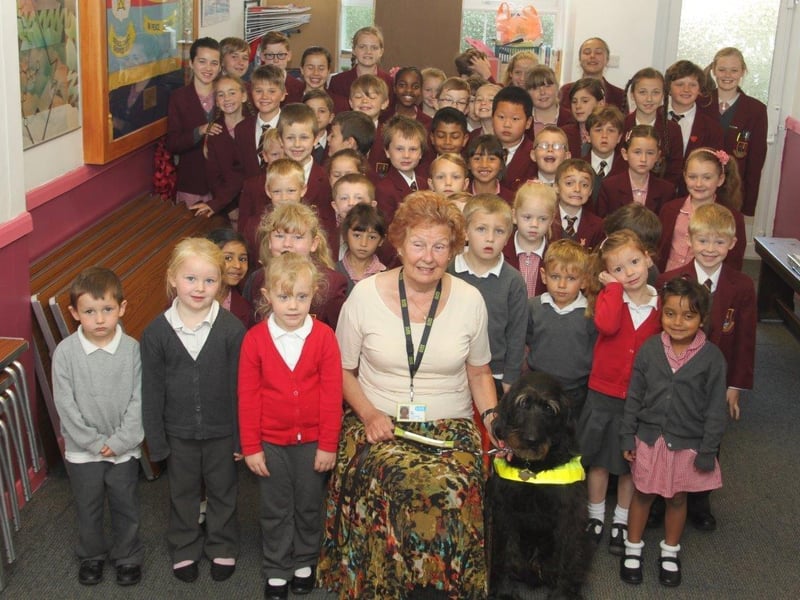 Pupils at The Viking School, Skegness, raised more than £200 for The Guide Dogs For The Blind charity 10 years ago. The children were set a challenge earlier that year by The Rotary Club to see how much they could raise through a bake sale for a charity of their choice. The club provided all the ingredients and in the end £221 was raised for The Guide Dogs For The Blind. Pictured receiving the funds is Val Liffen from the charity.