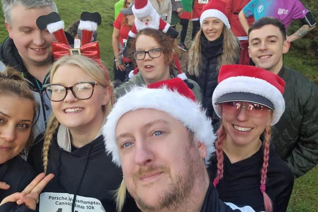 Rhianne's brother and friends who participated in a Santa Fun Run in Rhianne's memory.