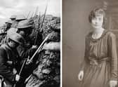 Boston woman Bertha Flory, who received William's diary after his death. Left: Soldiers prepare to go over the line at the Battle of the Somme, France. (Getty Images)