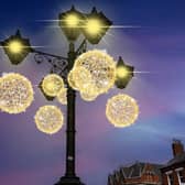 A mock-up image of how new festive lights could look on the Five Lamps in Boston Market Place