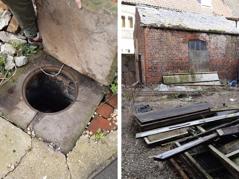 LEFT: The entrance to the large freshwater cistern. RIGHT: The former sugar boiler workshop.
