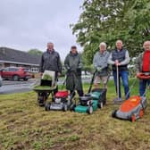 Residents in their eighties who are cuttng grass, supported by Coun Steve O'Dare (second right).