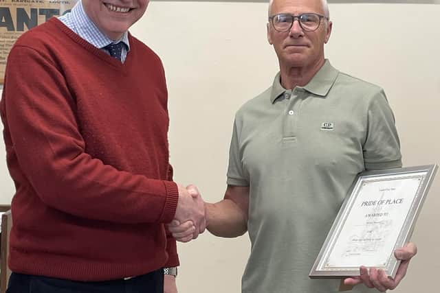 Simon Rance was away on holiday so picked up his award earlier in the week from James Laverack.