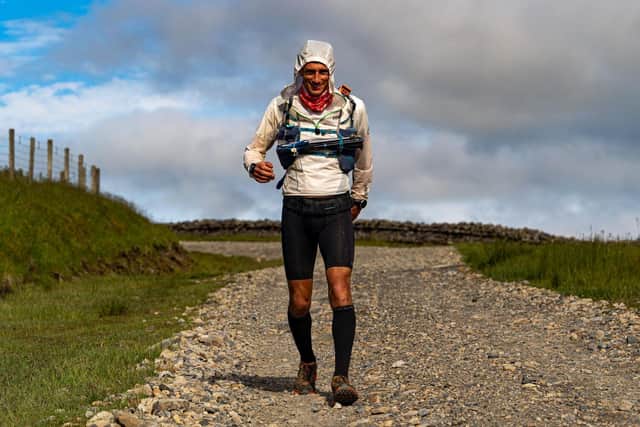 Chris Cope, formerly of the Boston area, making his way along the Pennine Way in 'Britain's most brutal endurance race'.