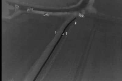 Drone footage showing police being guided to make arrest.