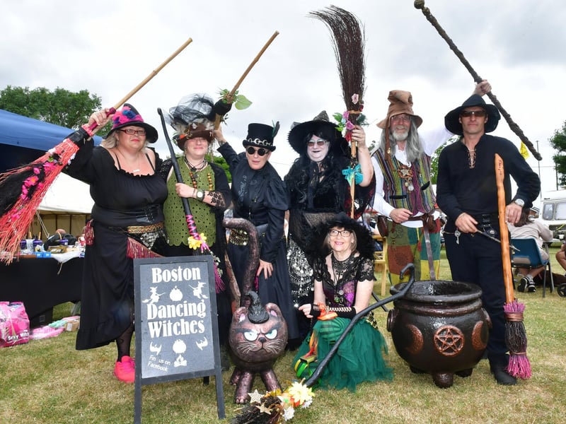 Boston Dancing Witches, (from left) Sally Amos, Emma Smith, Victoria Jingles, Ros Reynolds, Mel Ware, Patches Ware, and Tobias Amos.