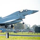 One of the Typhoons takes off.