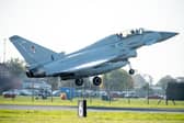 One of the Typhoons takes off.